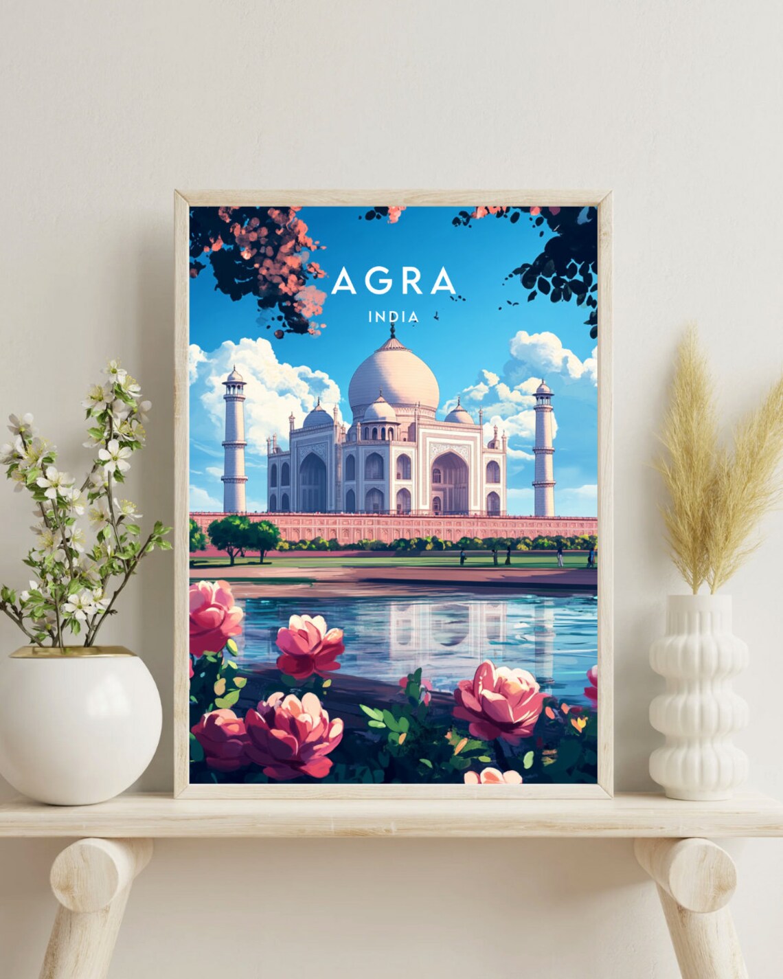 Agra Travel Poster, Taj Mahal and Agra Fort - Image 4