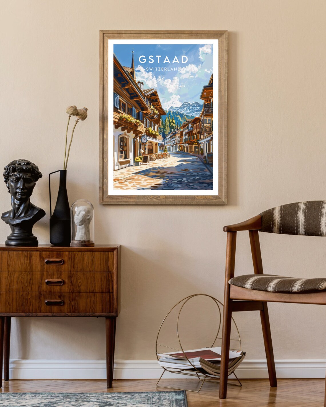 Gstaad Travel Print Switzerland Gstaad Poster Switzerland Poster Travel Wall Art Switzerland Print Switzerland Europe Gstaad Skiing - Image 2