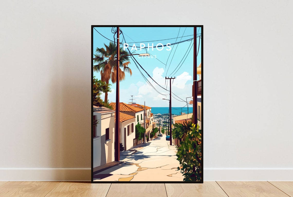 Paphos Travel Print Cyprus Paphos Poster Cyprus Poster Travel Wall Art Cyprus Print Poster Cyprus Europe Paphos Cypriot Travel