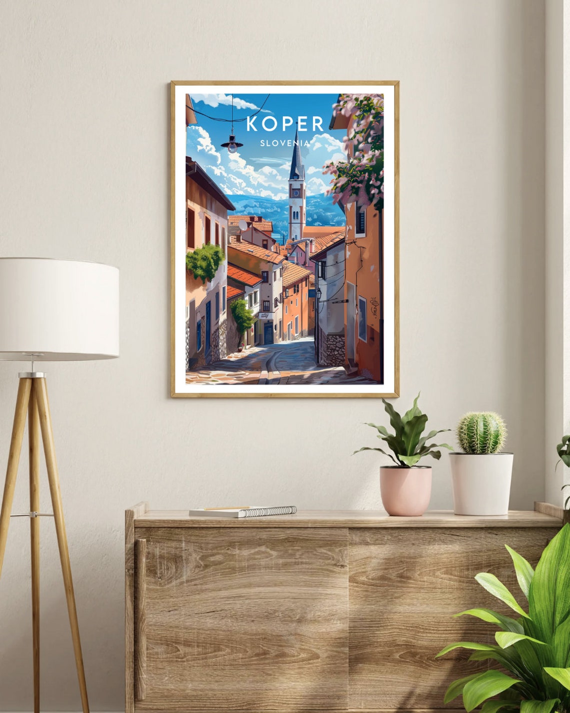 Koper Slovenia Old Town Street Church Bell Tower Sea View Poster - Image 3