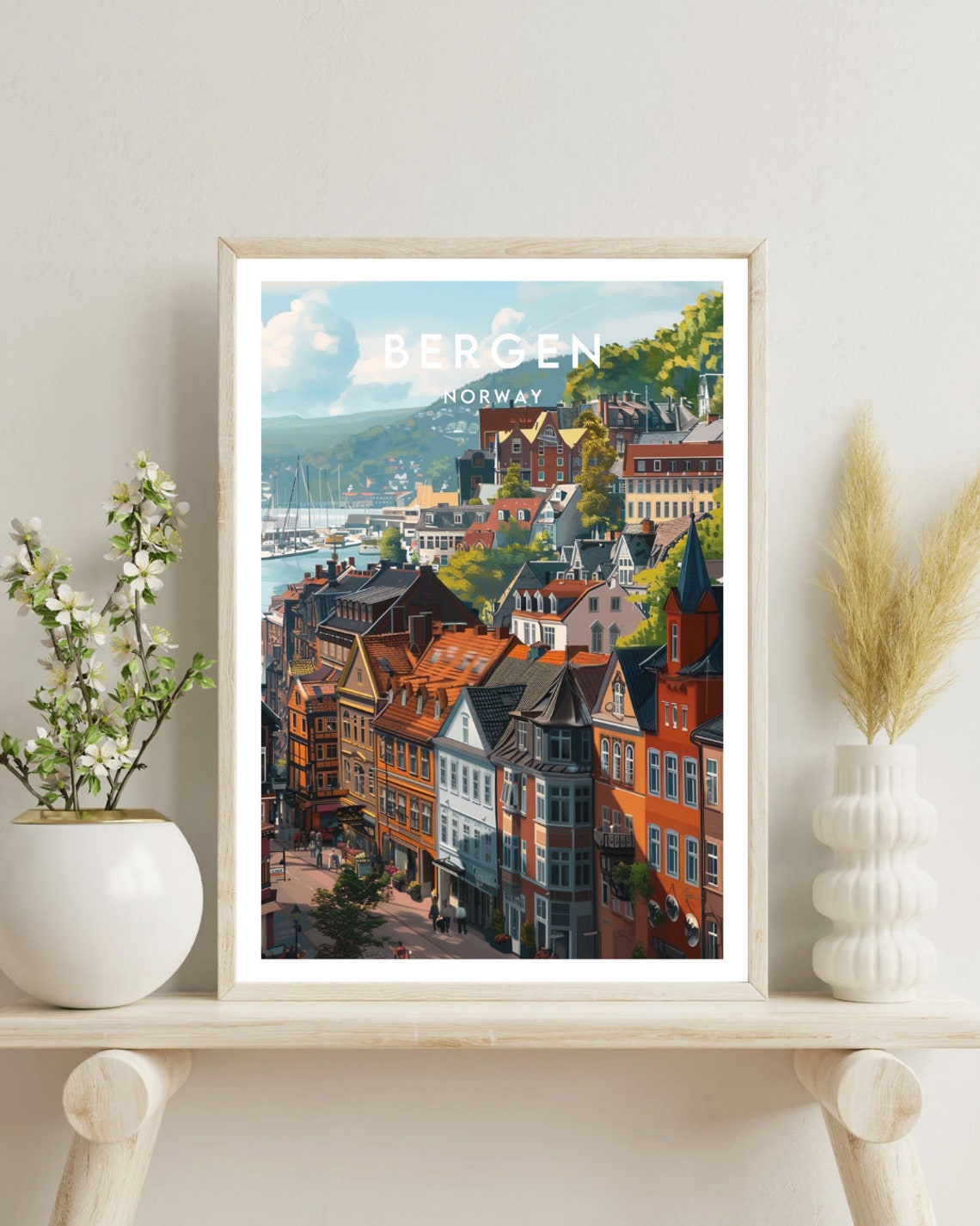 Bergen Travel Print Norway Bergen Poster Norway Poster Travel Wall Art Norway Print Poster Norway Europe Bergen Scandinavia - Image 4