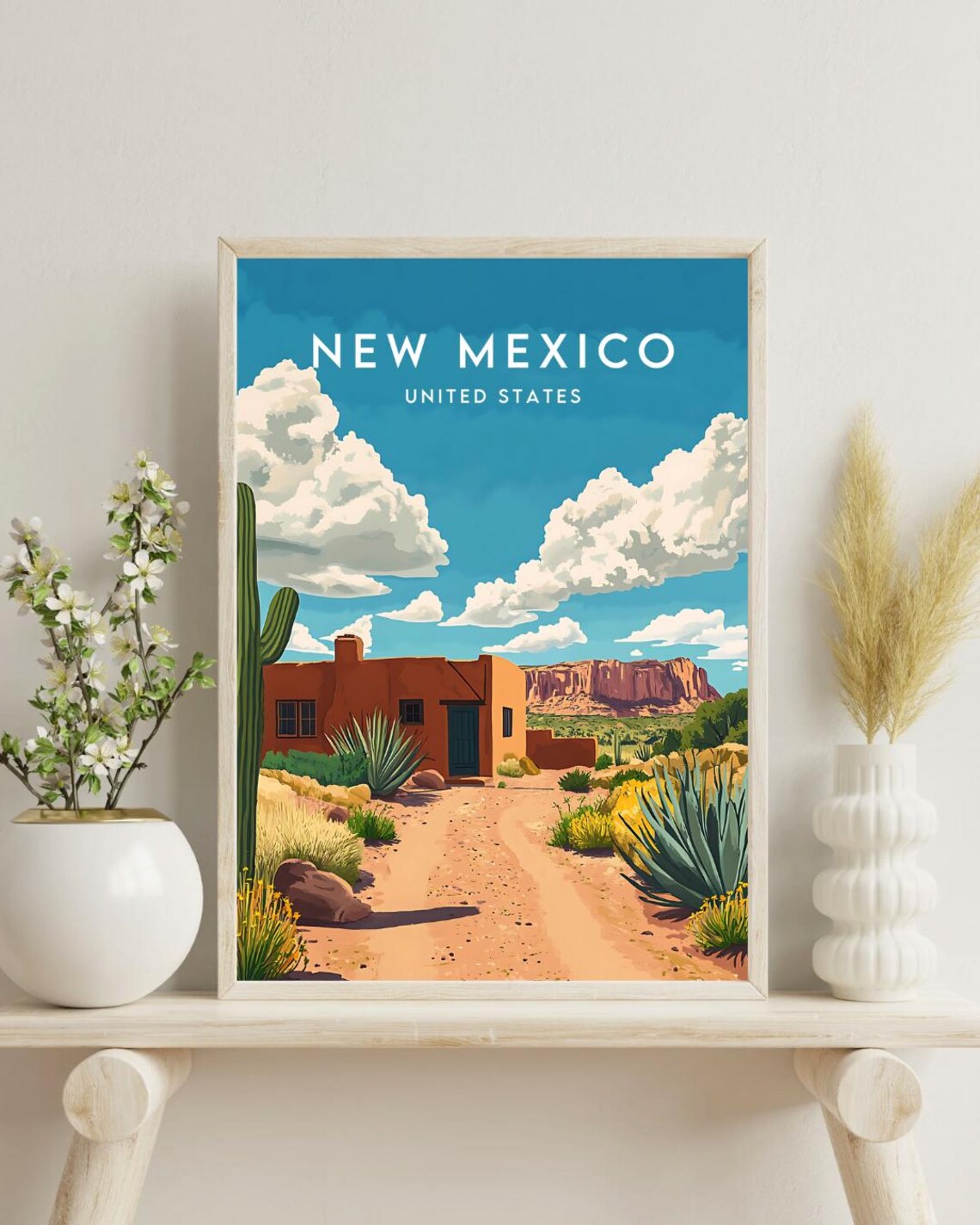 New Mexico United States Adobe House Desert Landscape Travel Poster - Image 4
