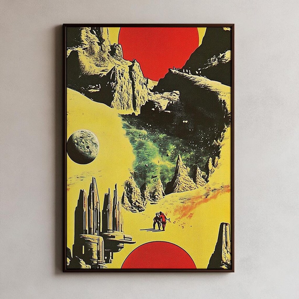 Retro Sci Fi Planet Astronaut Vintage Space Poster for Boys Room Decor