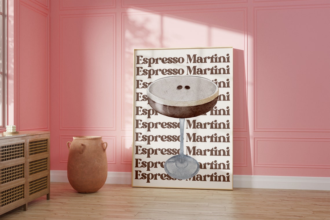 Espresso Martini Cocktail Retro Typography Bar Cart Decor Wall Poster - Image 2