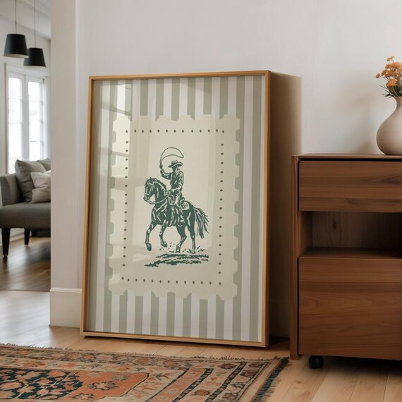 Vintage Cowboy Print Western Nursery Decor Rustic Farmhouse Art