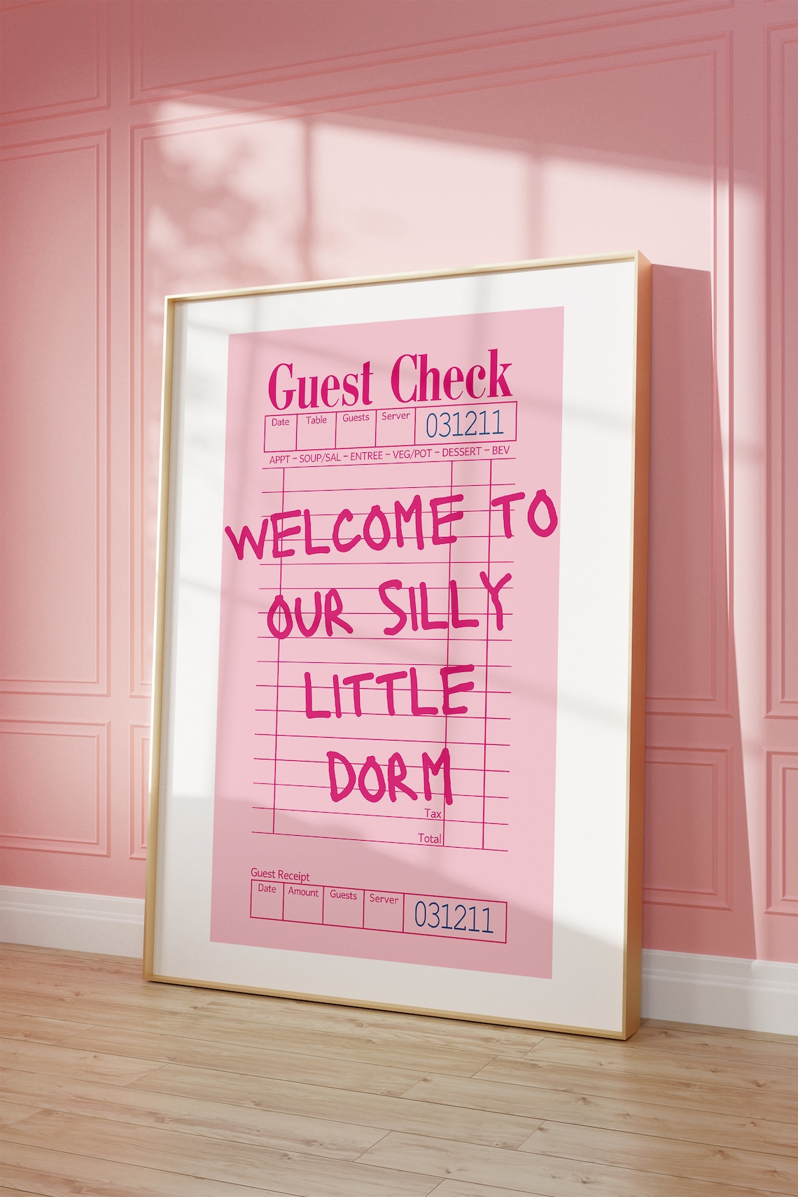 Pink Guest Check Dorm Decor, Preppy Art Print - Image 2