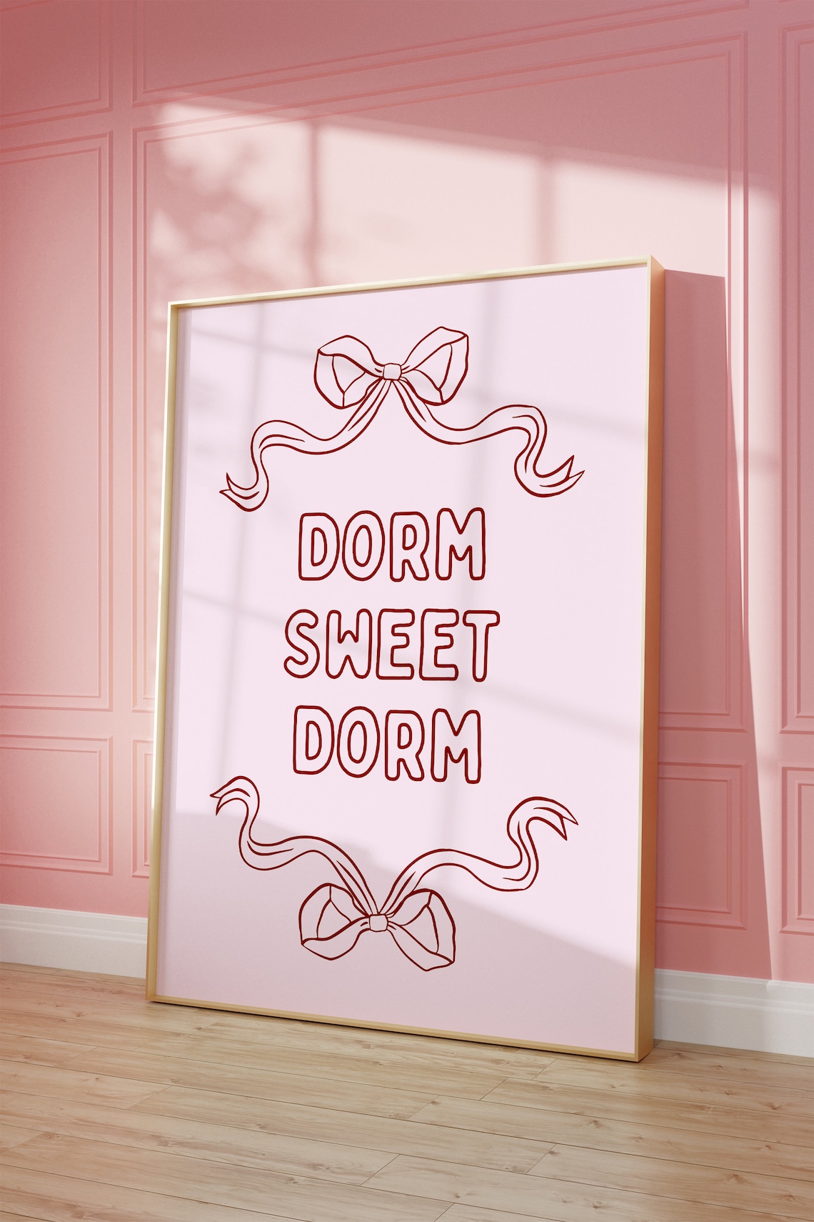 Dorm Sweet Dorm Red Outline Coquette Bow College Room Decor Poster