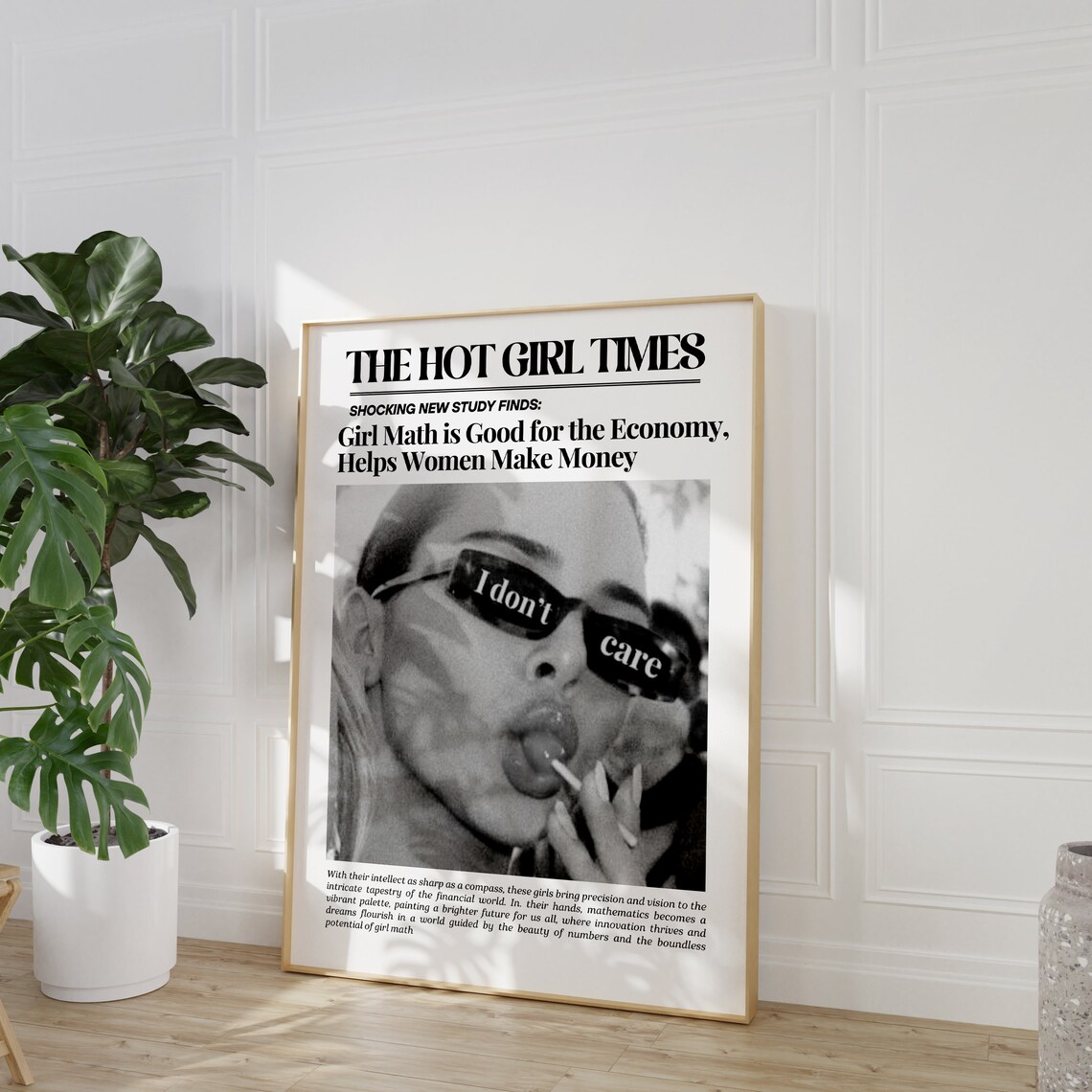 Hot Girl Times Girl Math Funny Newspaper Quote Pink Dorm Poster - Image 2