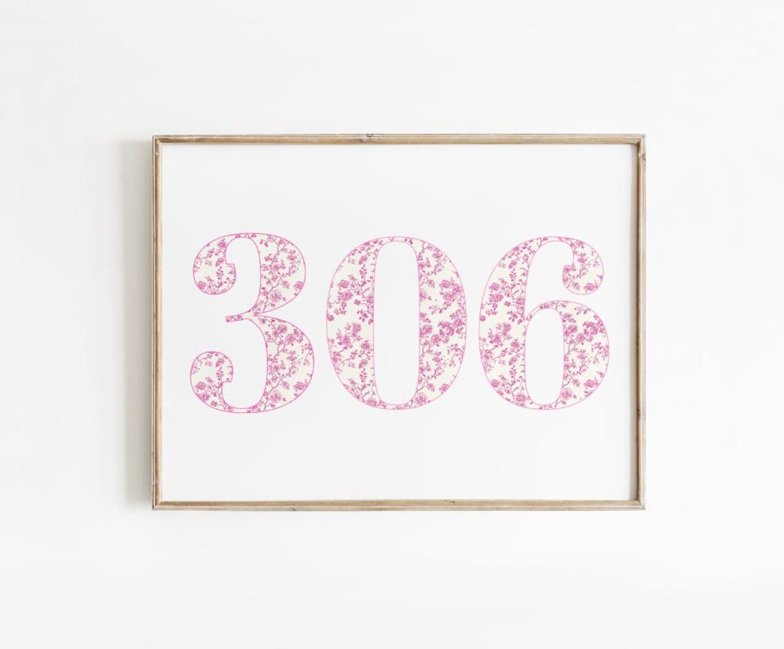 Pink Chinoiserie 306 Area Code Floral Minimalist Landscape Art Poster