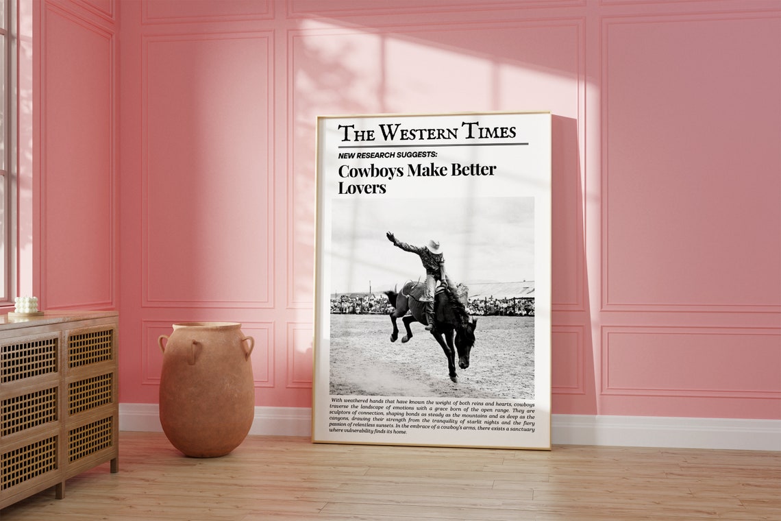 Cowboys Make Better Lovers Rodeo Bronc Rider Newspaper Poster - Image 2