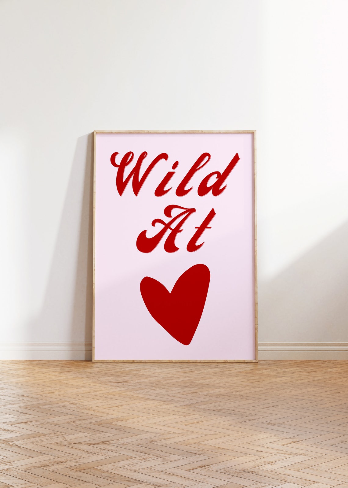 Wild At Heart Red Script Typography Love Heart Girly Wall Poster - Image 2