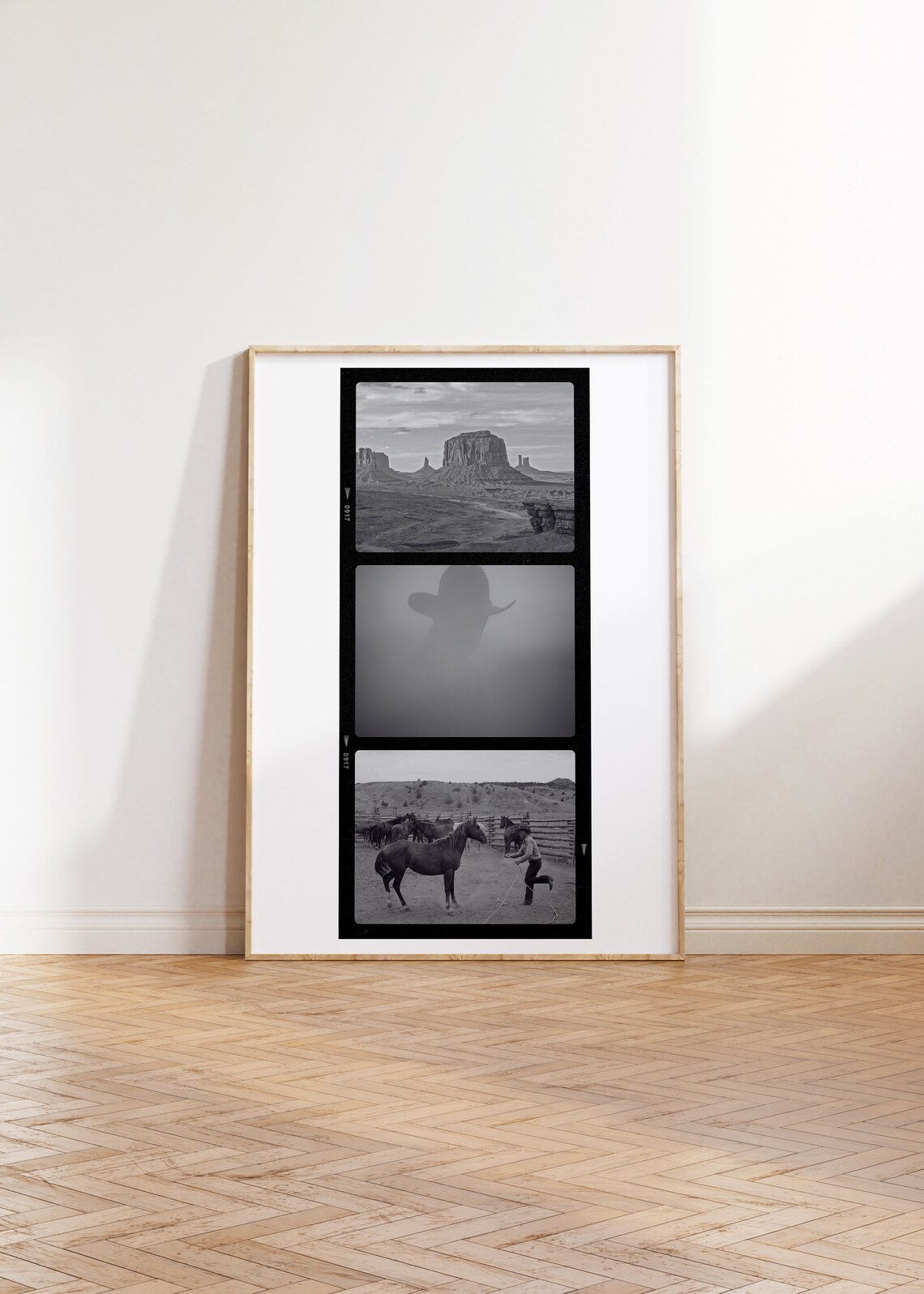 Retro Film Strip Desert Mesa Rodeo Corral Collage Art Poster - Image 2