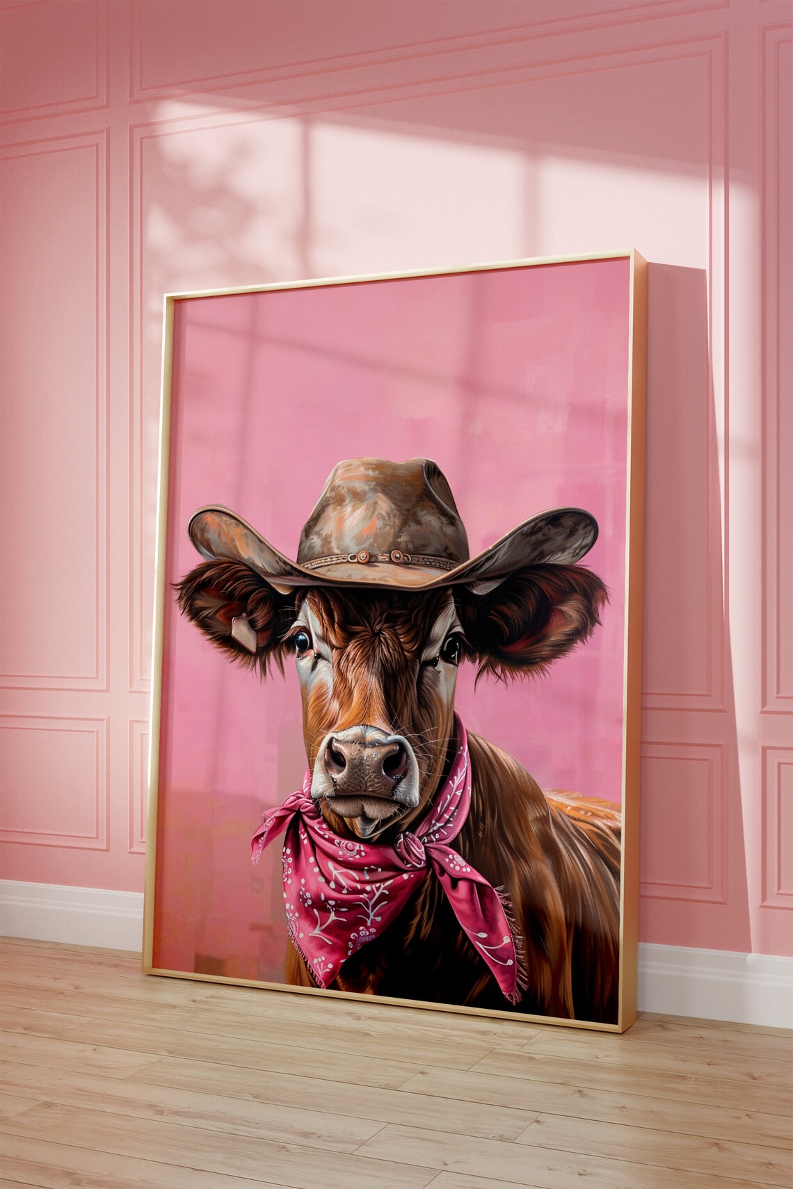 Cowboy Hat Cow Print, Vintage Western Art Print - Image 2