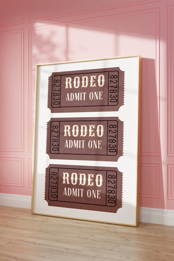 Brown Rodeo Admit One Ticket Stub Trio Vintage Western Poster