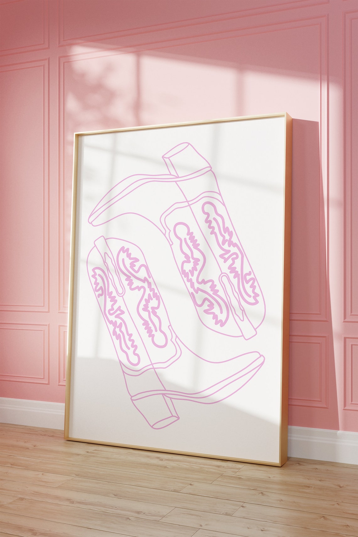Pink Cowgirl Cowboy Boots Art Print Western Art Print Preppy Cowgirl Decor Coastal Cowgirl Art Cowgirl Dorm Decor Print - Image 2