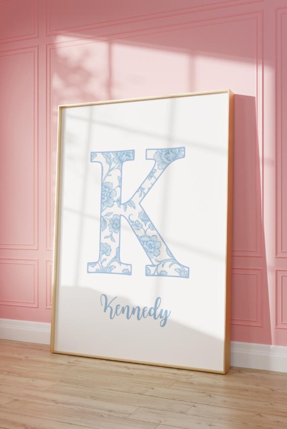 Custom Initial Chinoiserie Poster, Preppy Dorm Decor