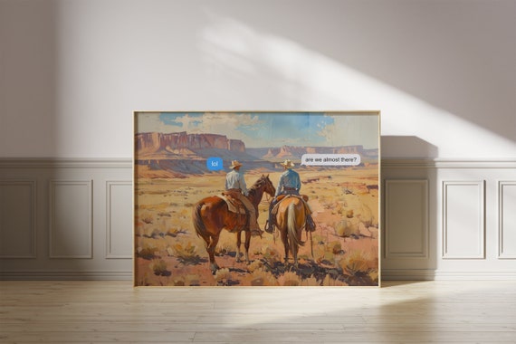 Vintage Cowboy Wall Art Vintage Cowboy Funky Wall Art Western Wall Art Vintage Bar Cart Dorm Retro Decor Wall Art