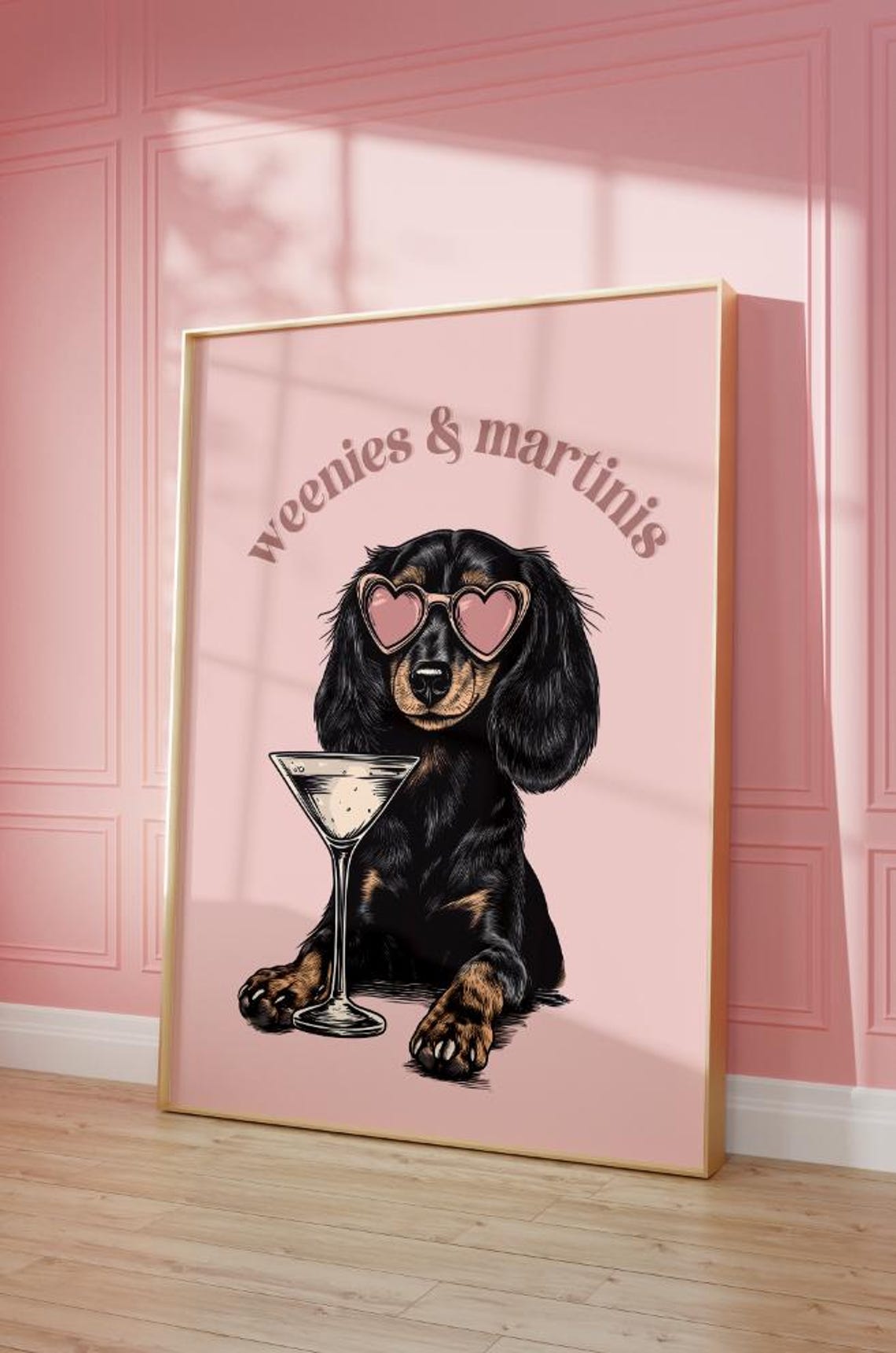 Weenies And Martinis Cute Dachshund Cocktail Bar Cart Poster - Image 2