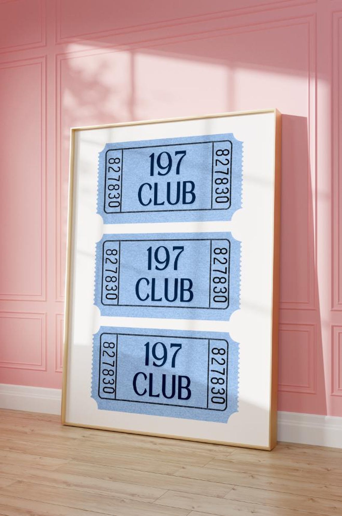 Custom Dorm Room Number Ticket 197 Club Blue Decor Art Print