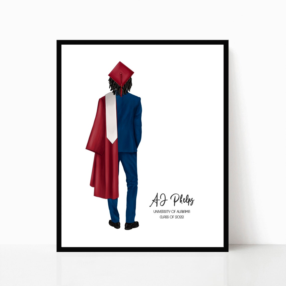 Male Graduation Print Personalized Grad Gift For Son Custom College Graduation For Him High School Grad Portrait Print