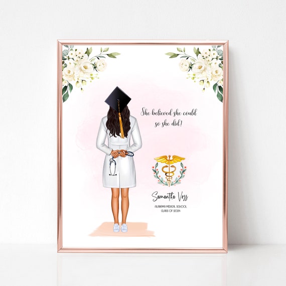 Doctor Nurse Graduation Personalized Print Nursing School Graduation Gift Medical Degree Keepsake Female Nurse Graduation