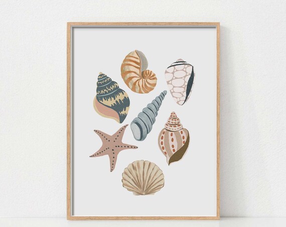 Seashell Art Under The Sea Nursery Decor Poster