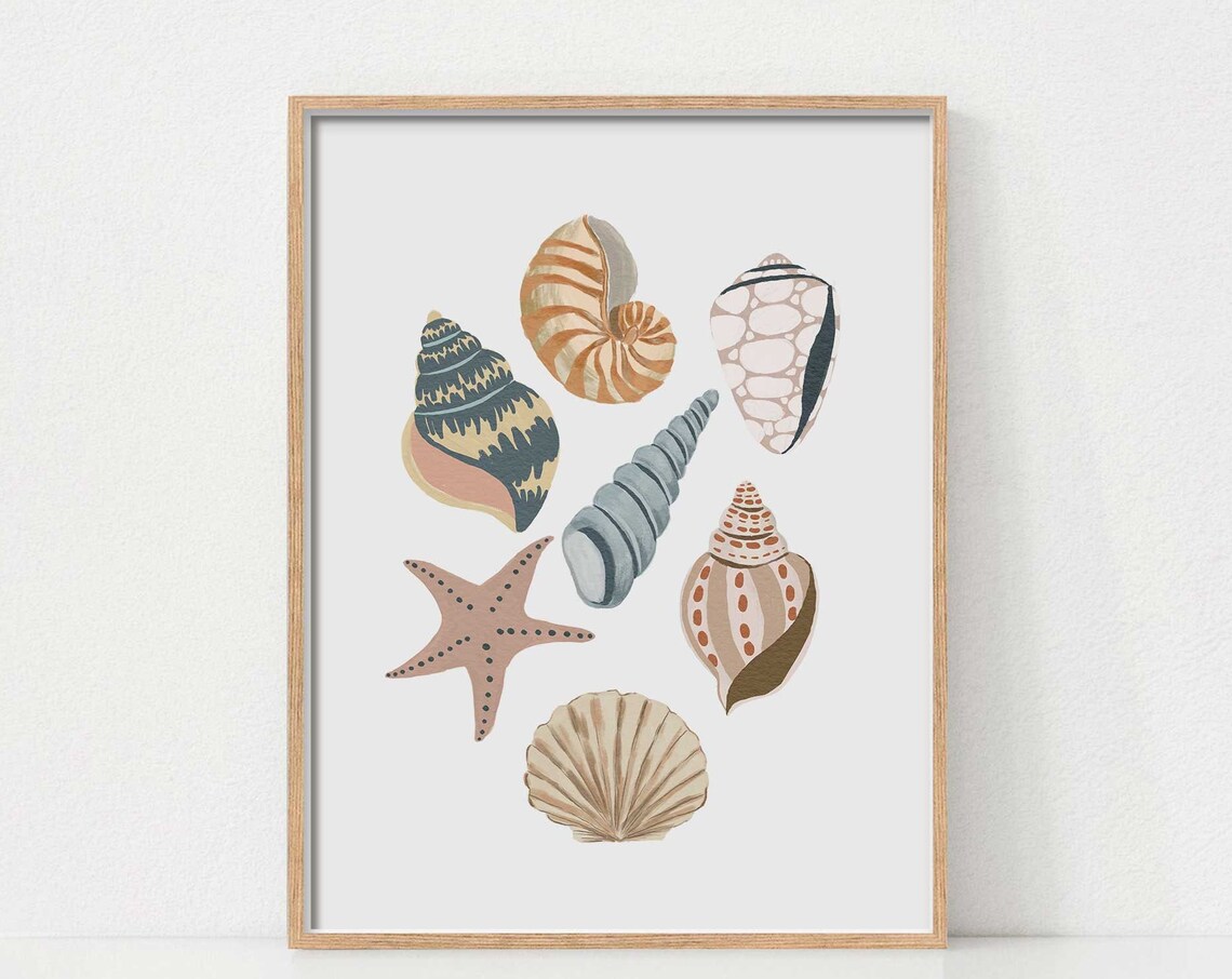 Seashell Art Under The Sea Nursery Decor Poster