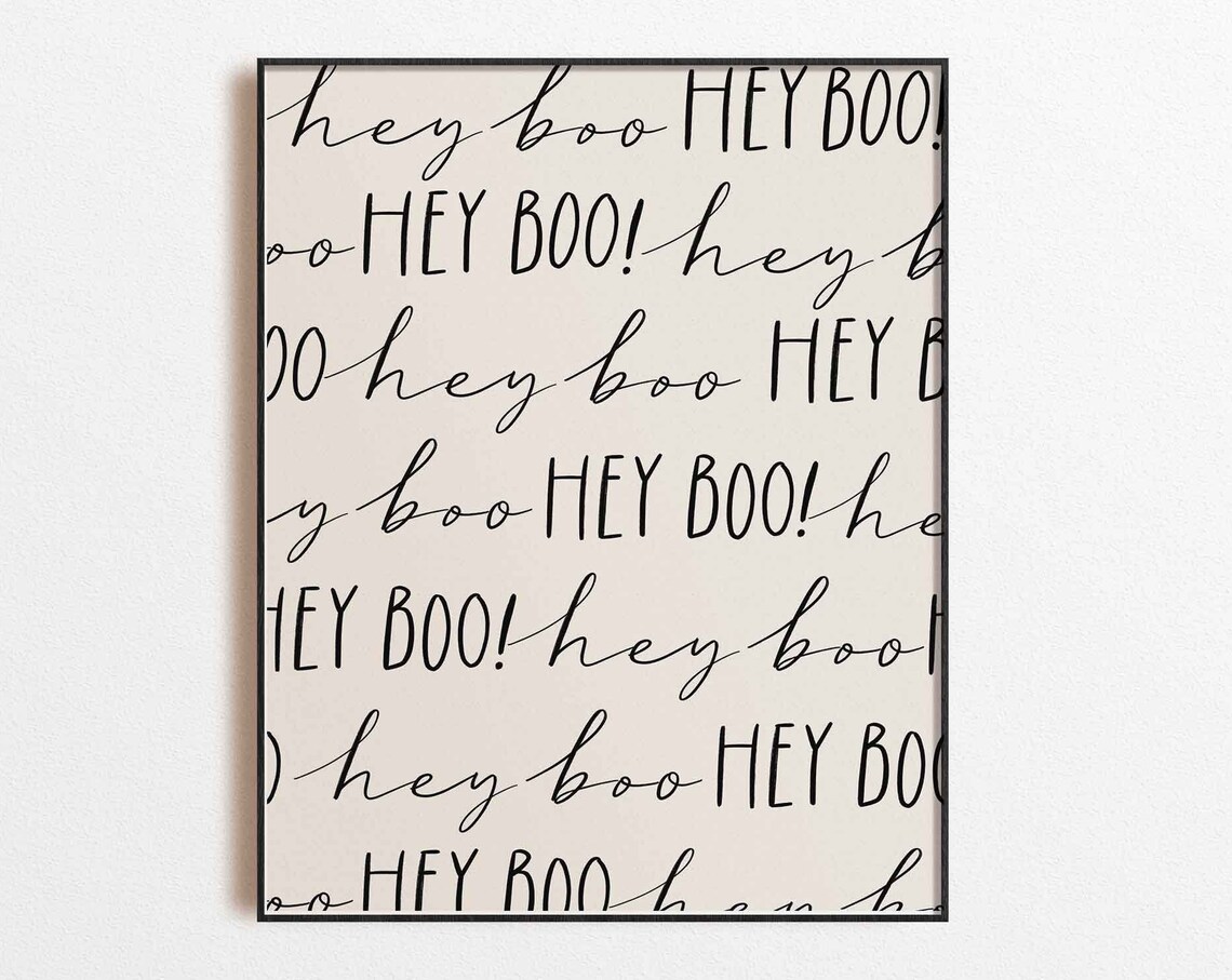 Hey Boo Halloween Neutral Minimalist Art Print
