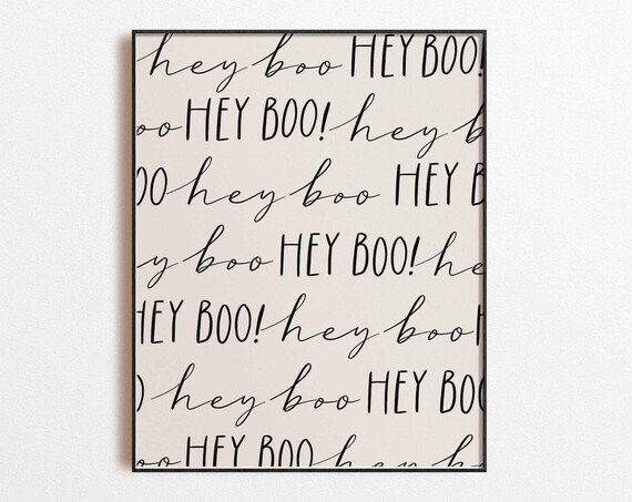 Hey Boo Halloween Neutral Minimalist Art Print