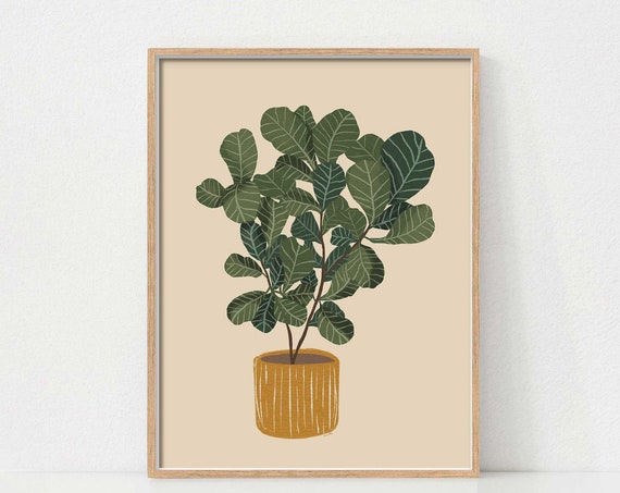 Ficus Botanical Boho Art Print, Plant Lover Decor