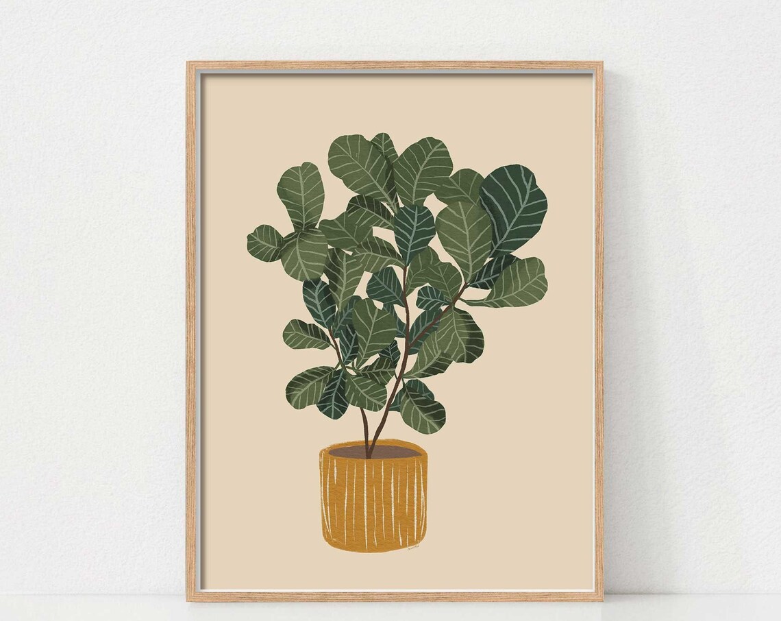 Ficus Botanical Boho Art Print, Plant Lover Decor