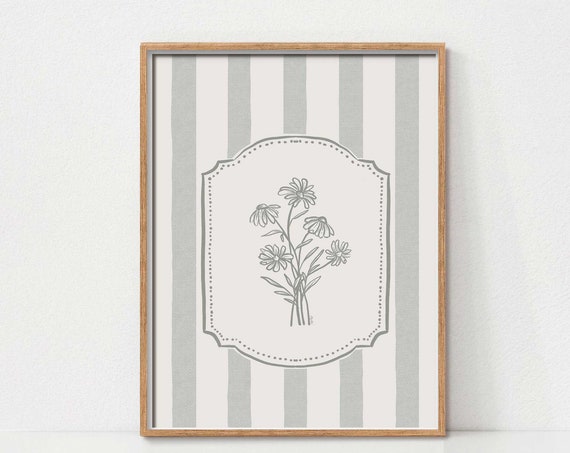 Pastel Vintage Floral Art Print, Rustic Spring Decor