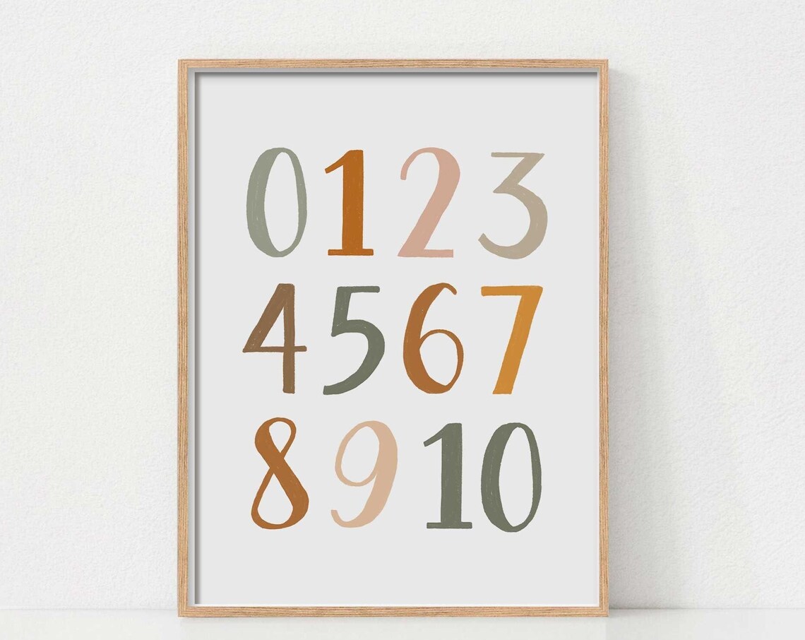 Boho Numbers Poster, Neutral Nursery Decor