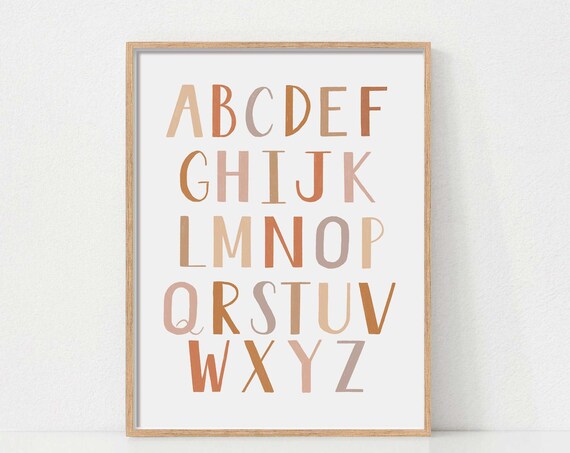 Alphabet Poster Boho Abc Print Neutral Nursery Wall Art Posters Educational Playroom Homeschool