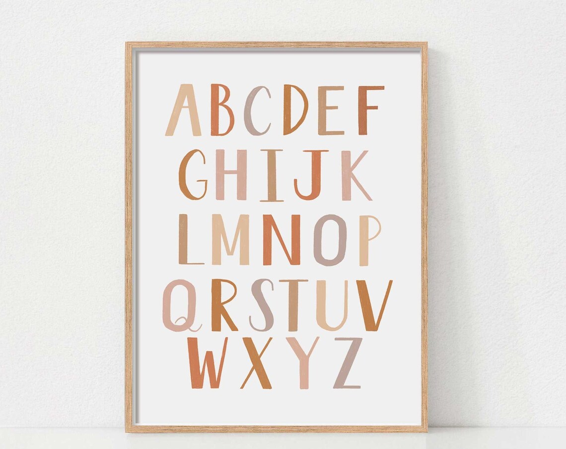Alphabet Poster Boho Abc Print Neutral Nursery Wall Art Posters Educational Playroom Homeschool