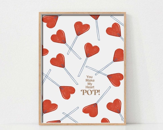 Heart Lollipop Art Print, Cute Valentine's Decor