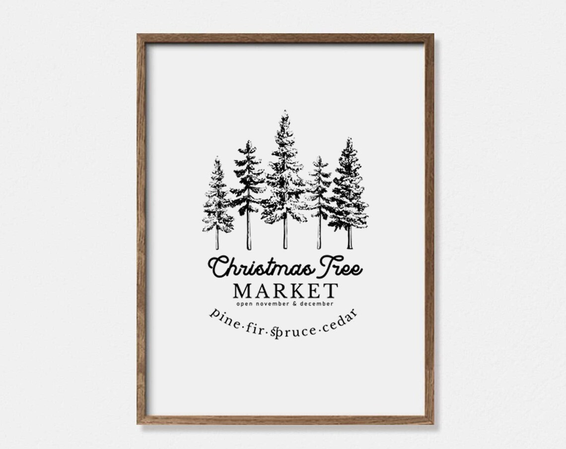 Christmas Tree Market Vintage Holiday Art Print