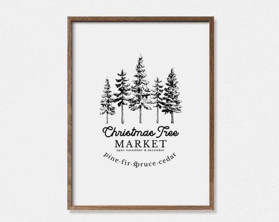 Christmas Tree Market Vintage Holiday Art Print
