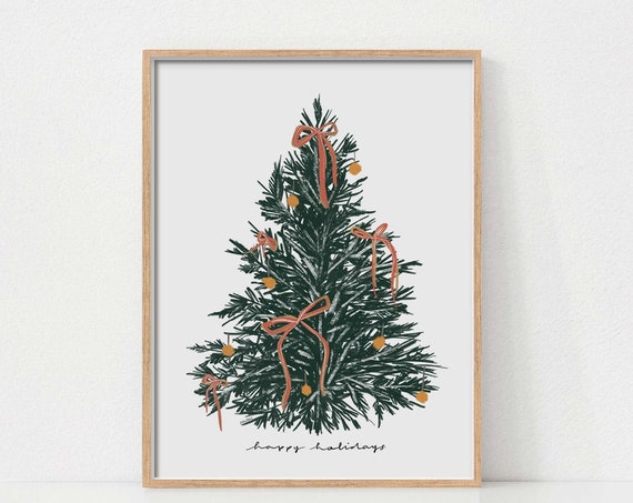 Rustic Christmas Tree Vintage Holiday Art Print
