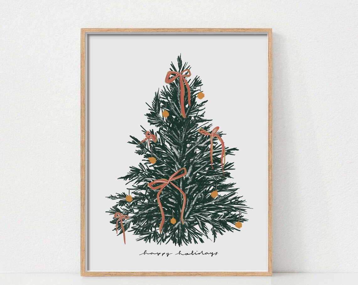 Rustic Christmas Tree Vintage Holiday Art Print