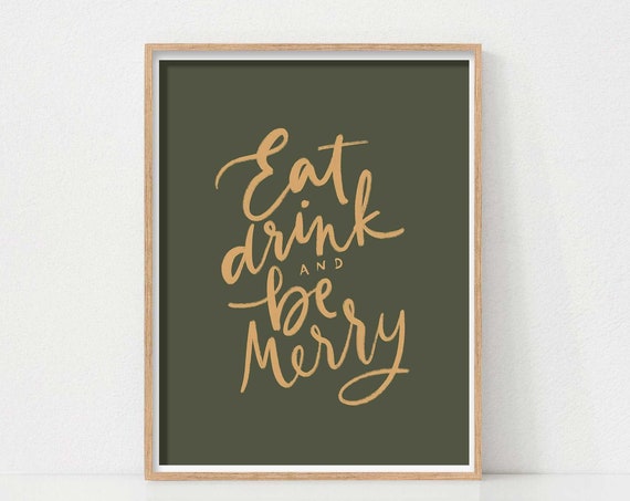 Christmas Bar Cart Quote Print, Vintage Holiday Decor