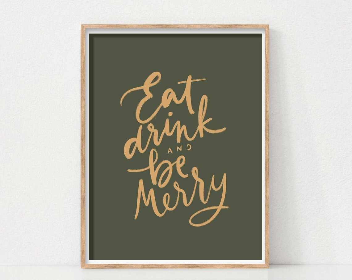 Christmas Bar Cart Quote Print, Vintage Holiday Decor
