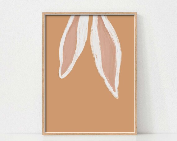 Abstract Bunny Ears Close Up Minimal Terracotta Modern Easter Art Poster
