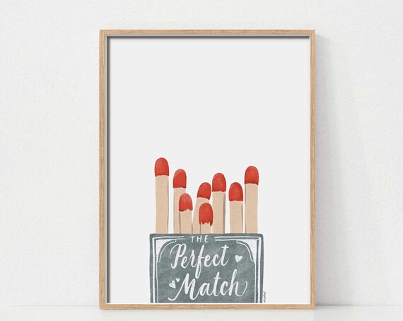 Cute Valentines Day Print Perfect Match Wall Art Print Wall Art Valentine Printables Valentines Day Decor