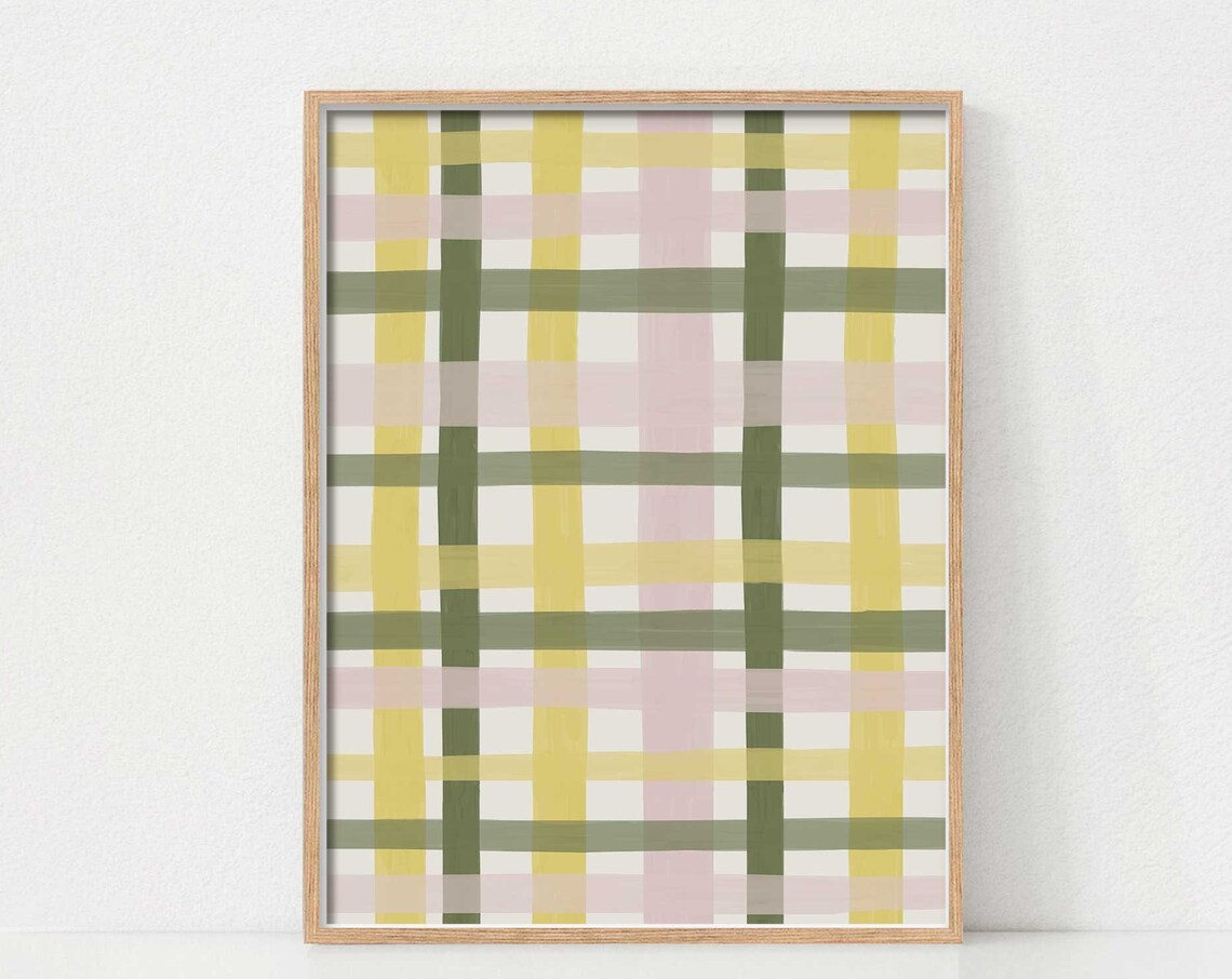 Spring Abstract Watercolor Easter Gingham Art Print