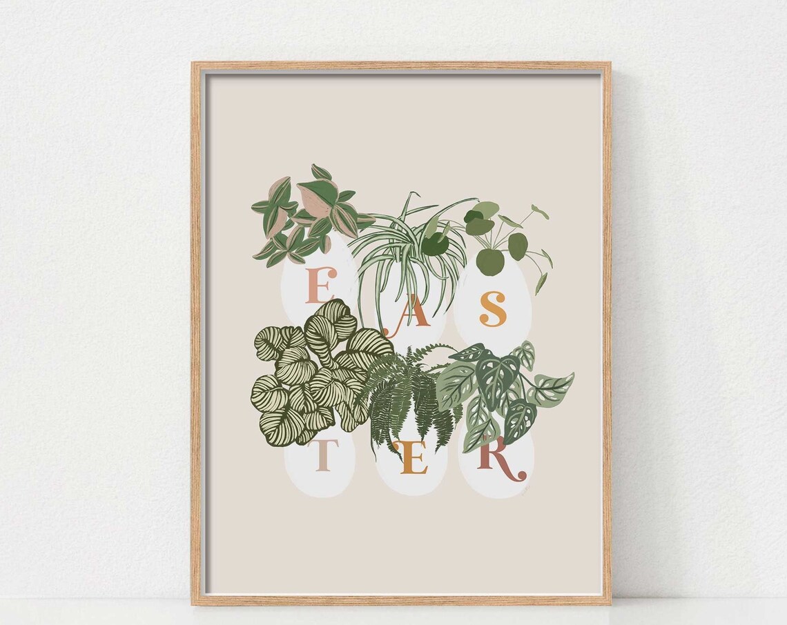 Easter Plants Wall Art Spring Greenery Decor Botanical Poster Indoor Plant Illustration Holiday Home Downloads