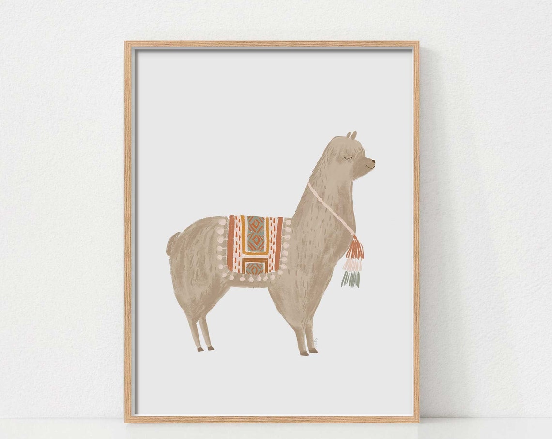 Llama Boho Nursery Wall Decor Art Print