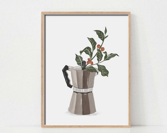 Coffee Bar Print Moka Pot Wall Art Decor