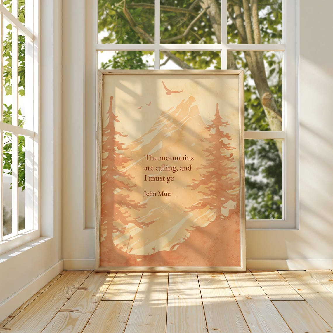 John Muir Mountains Are Calling Adventure Quote Watercolor Poster - Image 3
