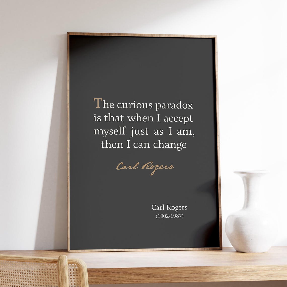 Carl Rogers Curious Paradox Self Acceptance Inspirational Quote Poster - Image 5